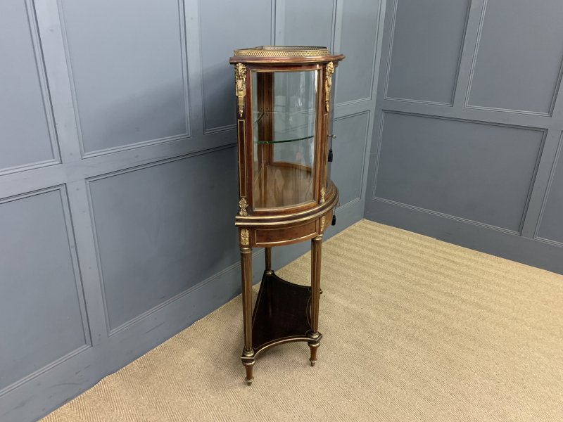 Demi Lune Brass Inlaid French Mahogany Vitrine - Image 15