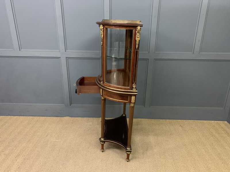 Demi Lune Brass Inlaid French Mahogany Vitrine - Image 12