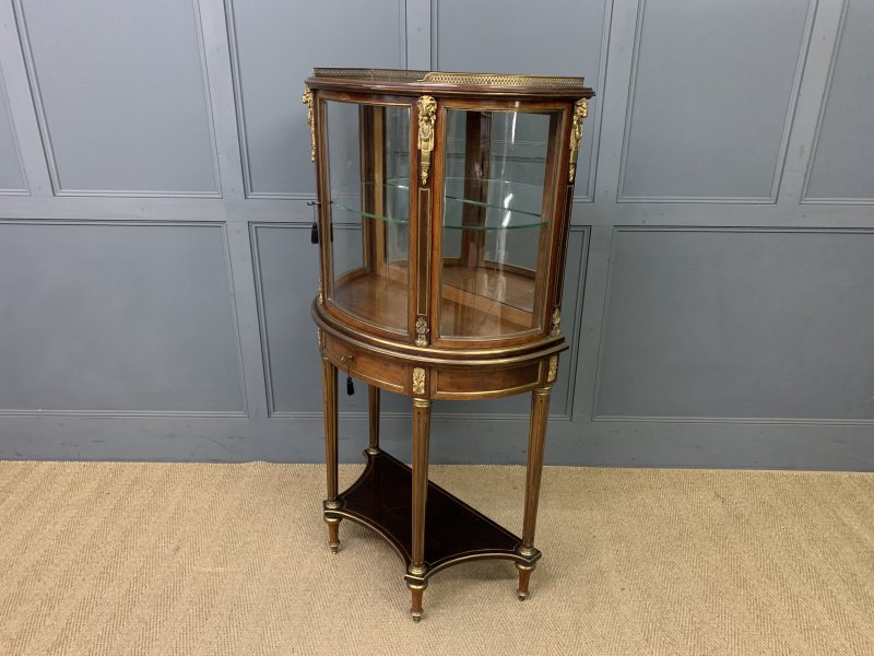 Demi Lune Brass Inlaid French Mahogany Vitrine - Image 18