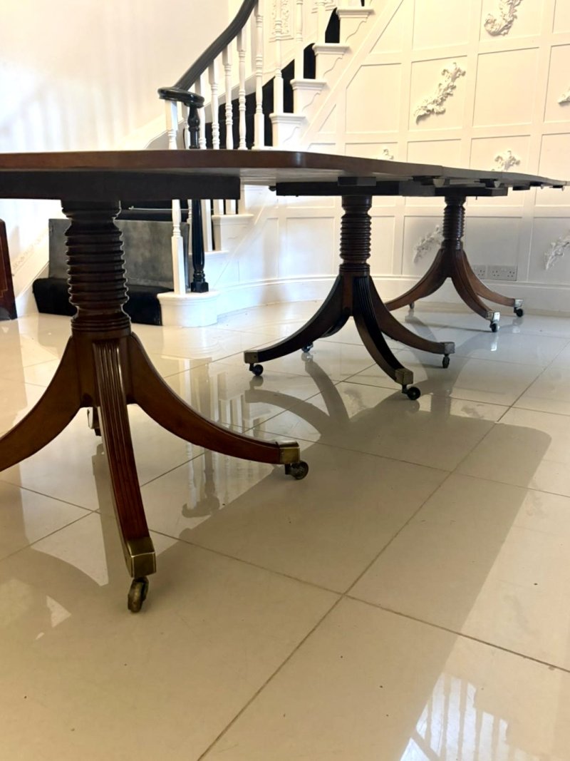 Antique Georgian Figured Mahogany 3 Pillar Extending Dining Table Circa 1800 12 Seater - Image 13