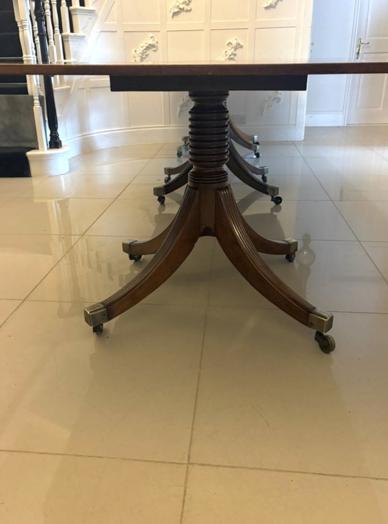 Antique Georgian Figured Mahogany 3 Pillar Extending Dining Table Circa 1800 12 Seater - Image 11