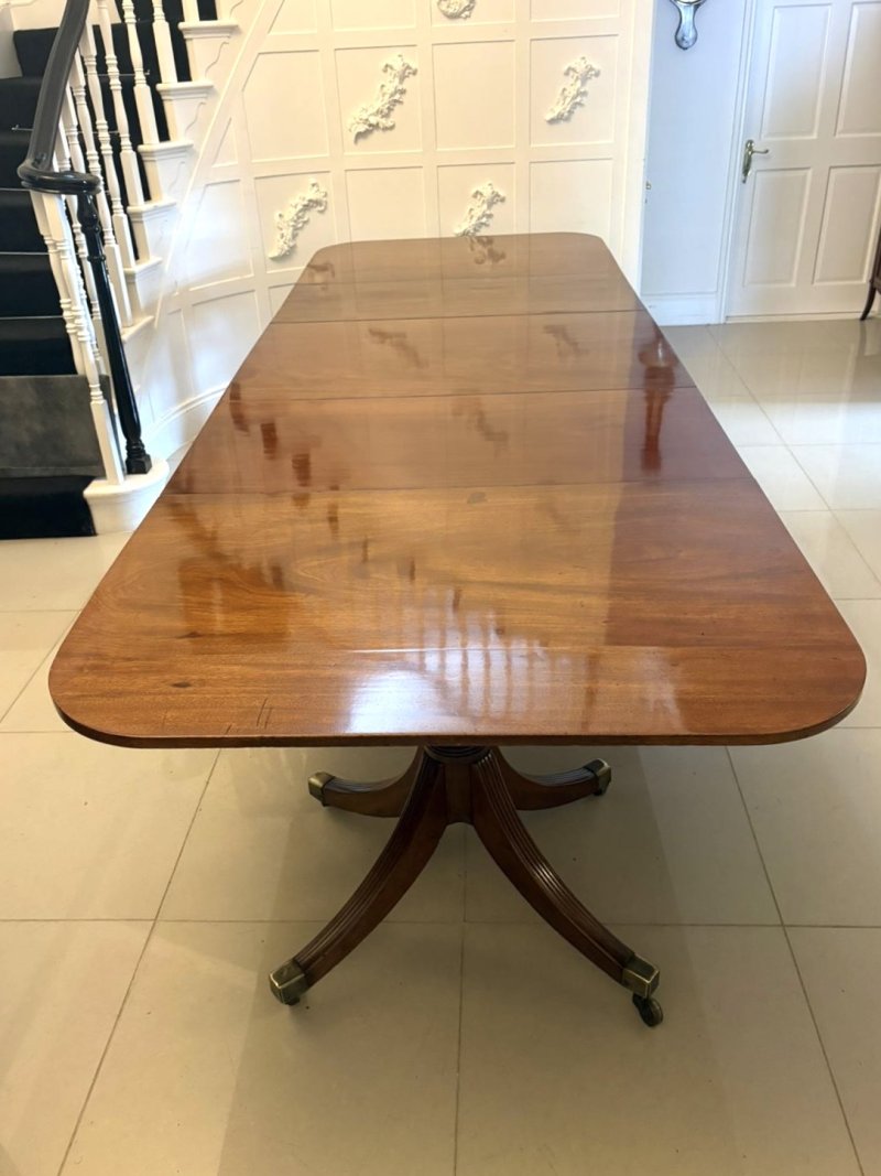 Antique Georgian Figured Mahogany 3 Pillar Extending Dining Table Circa 1800 12 Seater - Image 6