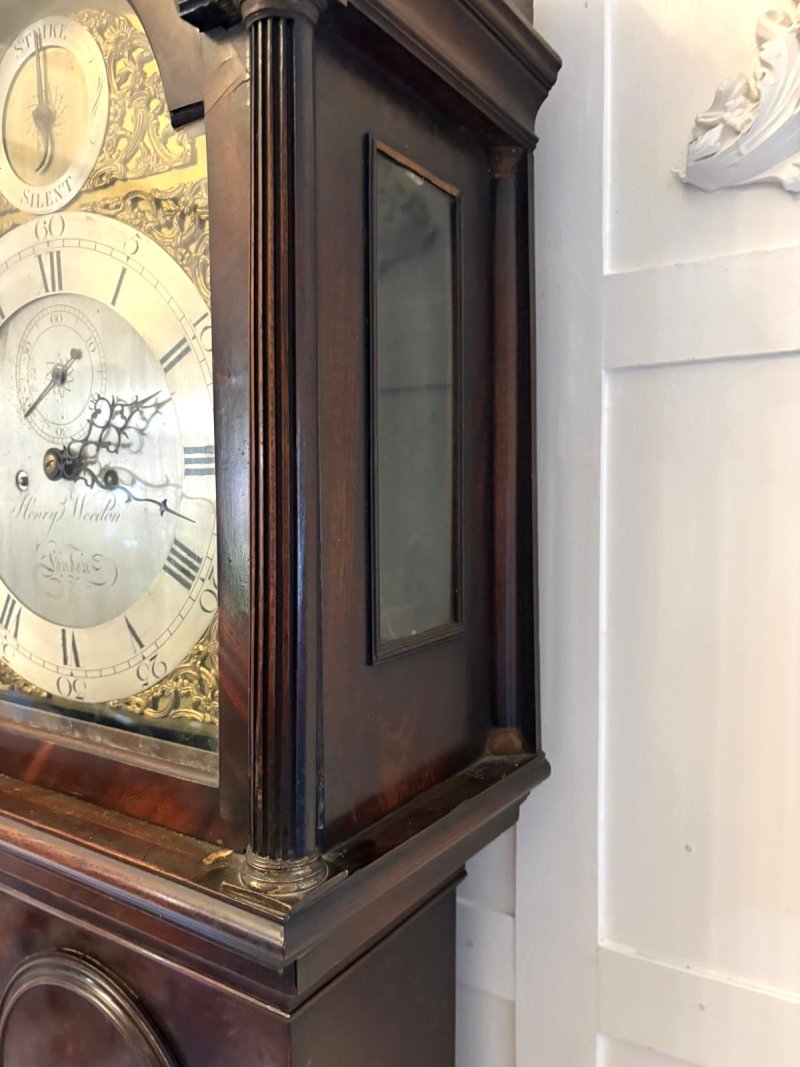 Antique George II Mahogany 8 Day Strike Silent Longcase Clock Henry Weedon London - Image 5