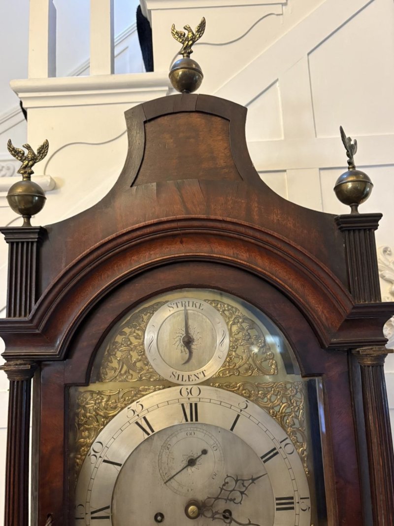 Antique George II Mahogany 8 Day Strike Silent Longcase Clock Henry Weedon London - Image 4