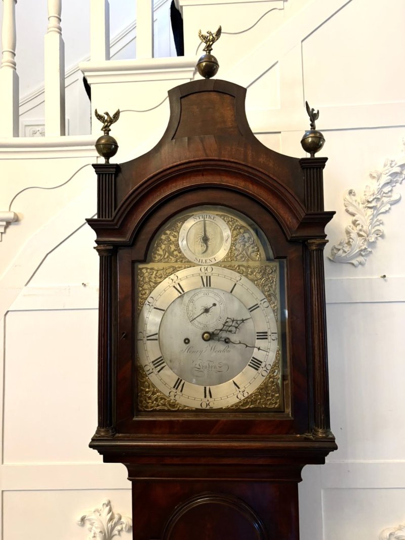Antique George II Mahogany 8 Day Strike Silent Longcase Clock Henry Weedon London - Image 15