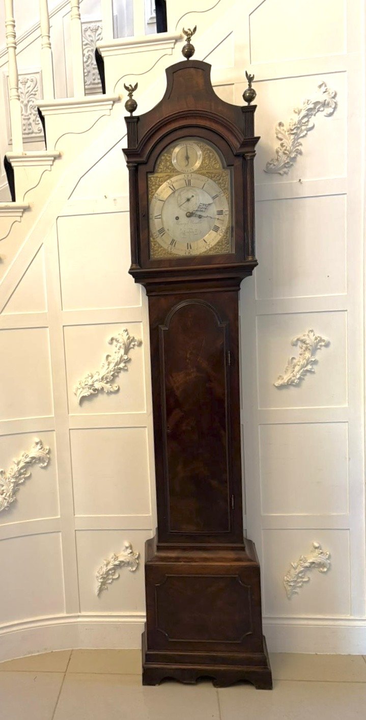 Antique George II Mahogany 8 Day Strike Silent Longcase Clock Henry Weedon London - Image 2