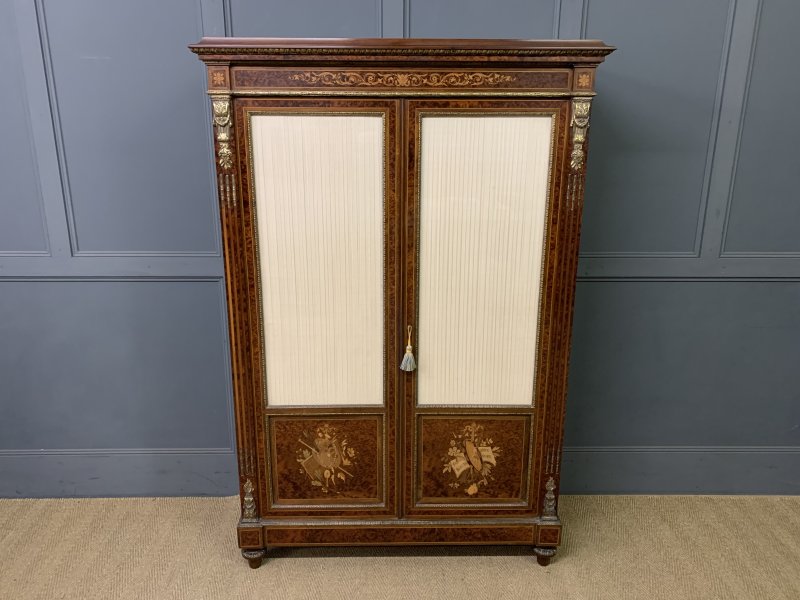 Inlaid Mahogany & Amboyna 19th Century French Bookcase