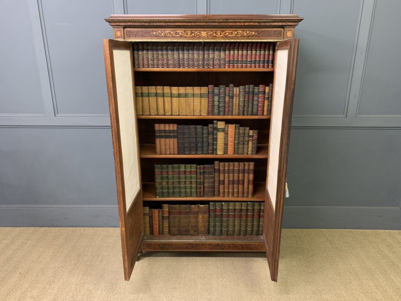 Inlaid Mahogany & Amboyna 19th Century French Bookcase - Image 11
