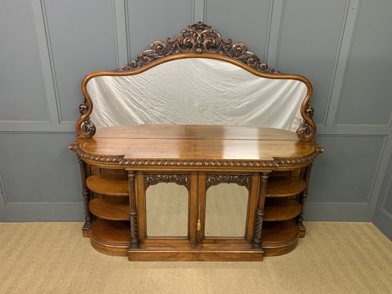 Large Victorian Burr Walnut London Quality Mirror Back Chiffonier - Image 4