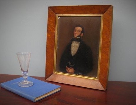 Naive Victorian portrait of a Gentleman on zinc panel