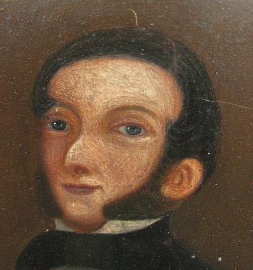 Naive Victorian portrait of a Gentleman on zinc panel - Image 6