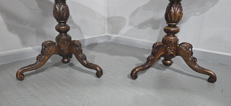 Wonderful Pair Black Forest Inlaid Lamp Tables - Image 6