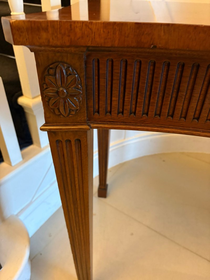 Antique Mahogany Pair of Serpentine Serving Console Tables With Neoclassical Carving - Image 6