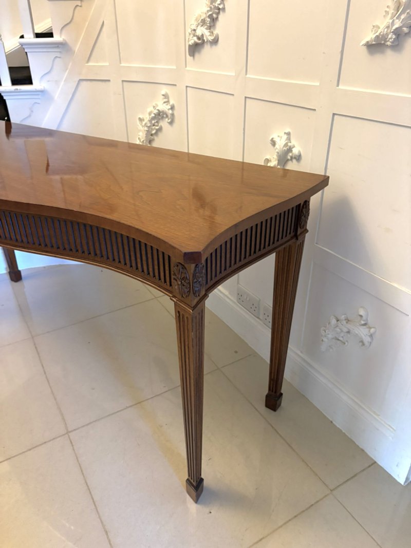 Antique Mahogany Pair of Serpentine Serving Console Tables With Neoclassical Carving - Image 7