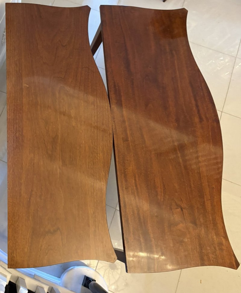 Antique Mahogany Pair of Serpentine Serving Console Tables With Neoclassical Carving - Image 10