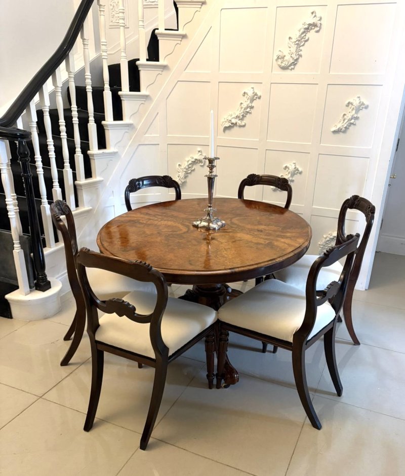 Antique Victorian Burr Walnut Oval Centre Dining Table 6 Seater Tilt Top - Image 4