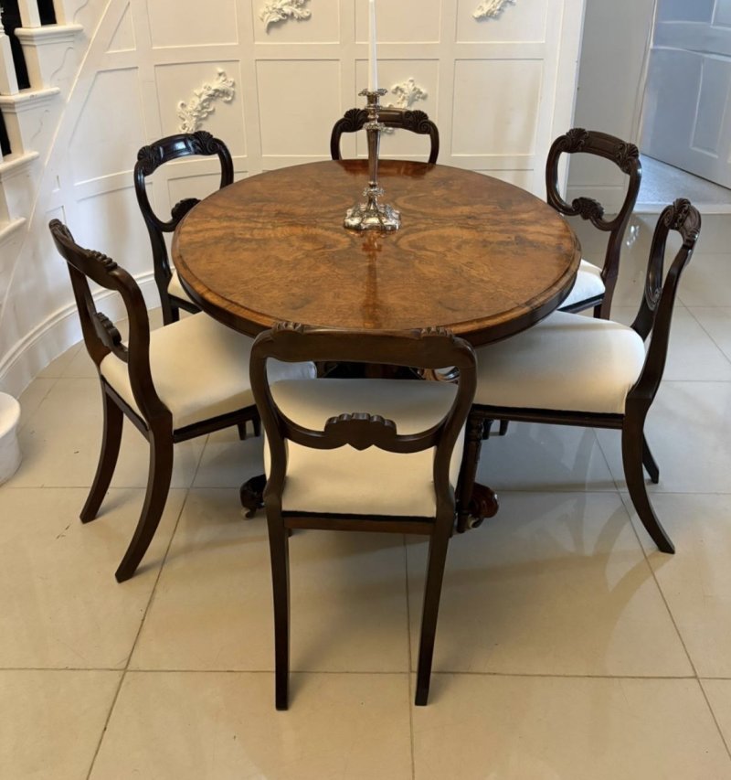 Antique Victorian Burr Walnut Oval Centre Dining Table 6 Seater Tilt Top - Image 5