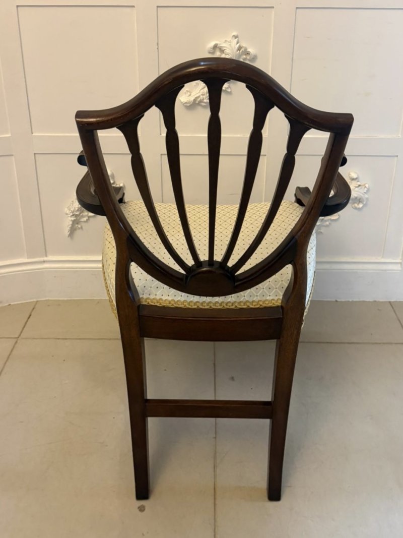 Antique English Edwardian Maple & Co Mahogany Shield Back Dining Chairs Set of 10 - Image 13