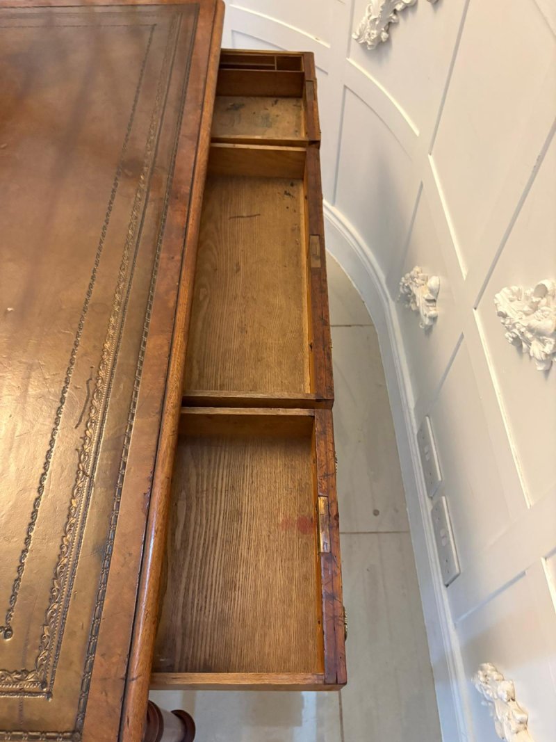 Antique Georgian Mahogany Partners Library Writing Desk With Leather Slide - Image 9