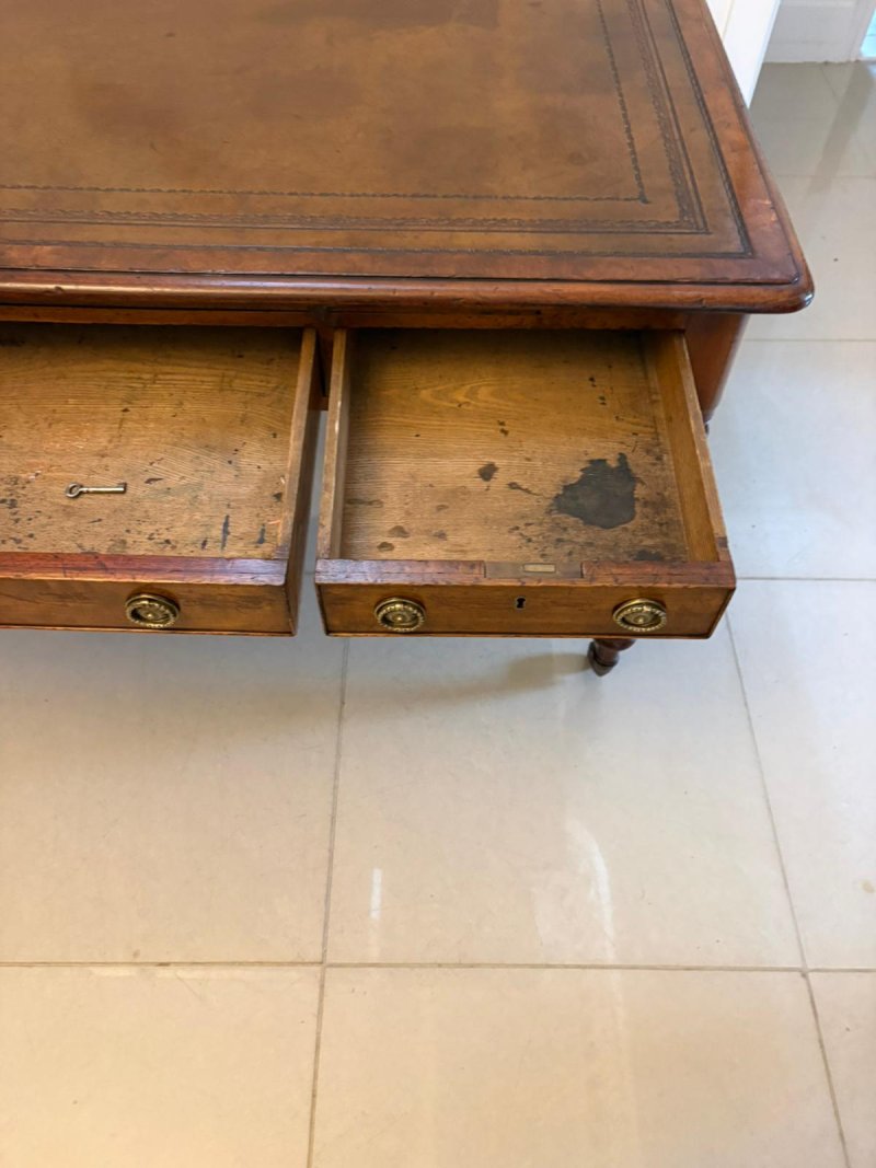 Antique Georgian Mahogany Partners Library Writing Desk With Leather Slide - Image 8