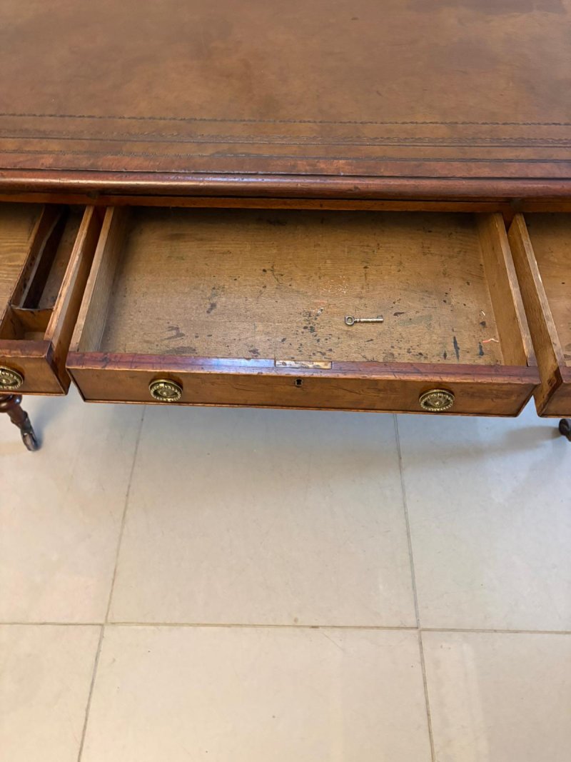 Antique Georgian Mahogany Partners Library Writing Desk With Leather Slide - Image 10