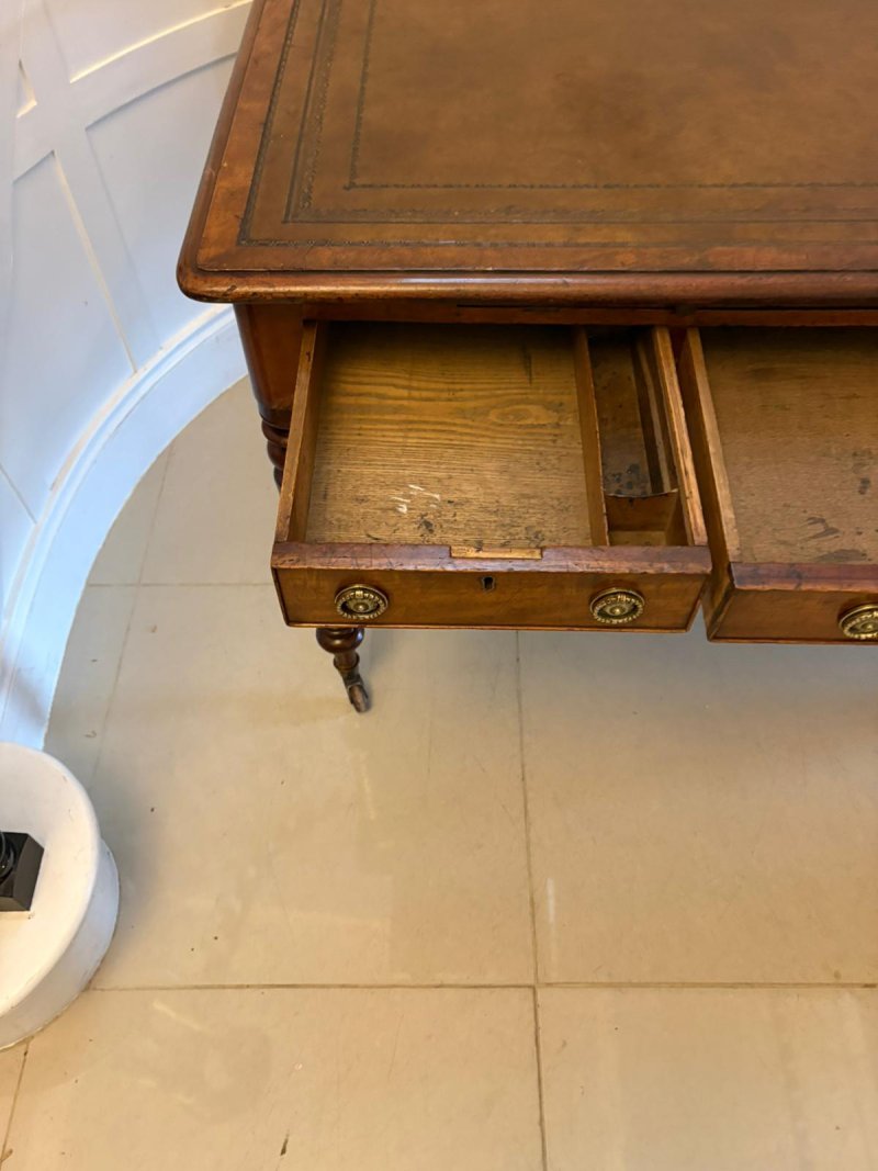 Antique Georgian Mahogany Partners Library Writing Desk With Leather Slide - Image 11