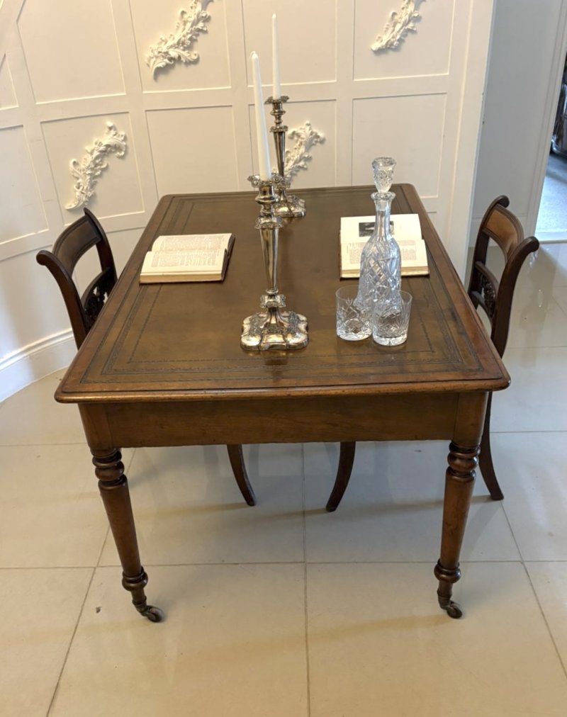 Antique Georgian Mahogany Partners Library Writing Desk With Leather Slide - Image 3