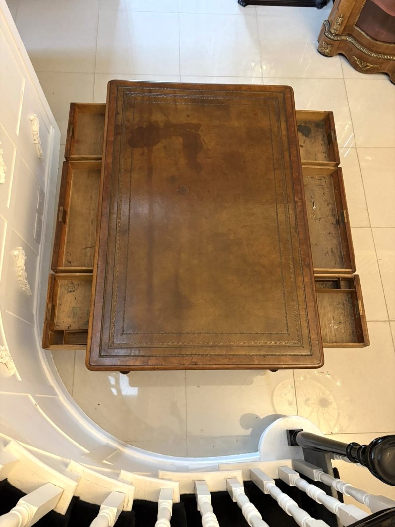 Antique Georgian Mahogany Partners Library Writing Desk With Leather Slide - Image 6