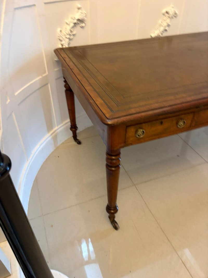 Antique Georgian Mahogany Partners Library Writing Desk With Leather Slide - Image 13