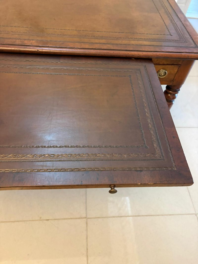 Antique Georgian Mahogany Partners Library Writing Desk With Leather Slide - Image 14