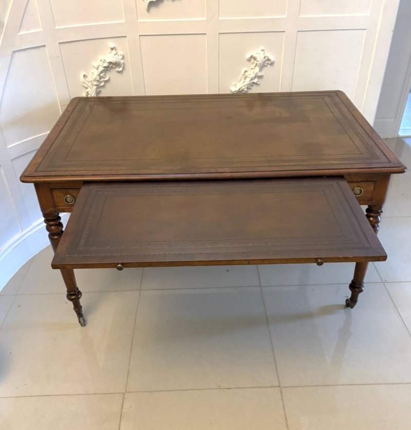 Antique Georgian Mahogany Partners Library Writing Desk With Leather Slide - Image 5