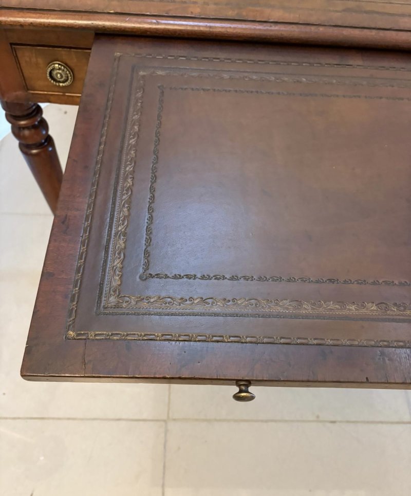 Antique Georgian Mahogany Partners Library Writing Desk With Leather Slide - Image 16