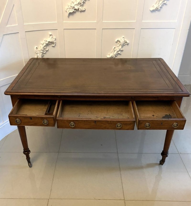 Antique Georgian Mahogany Partners Library Writing Desk With Leather Slide - Image 4