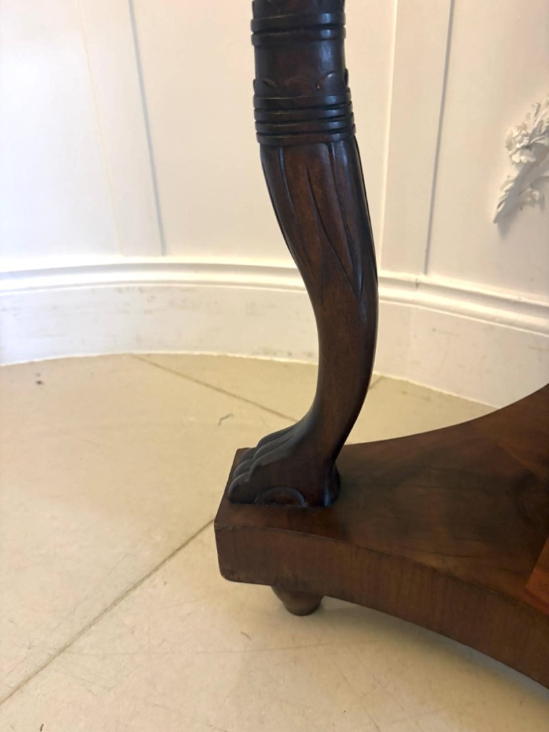 Antique Victorian Specimen Marble Top Centre Table Mahogany Swan Support Side Table - Image 18