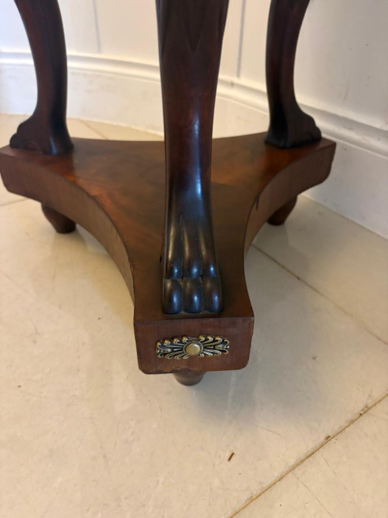 Antique Victorian Specimen Marble Top Centre Table Mahogany Swan Support Side Table - Image 12