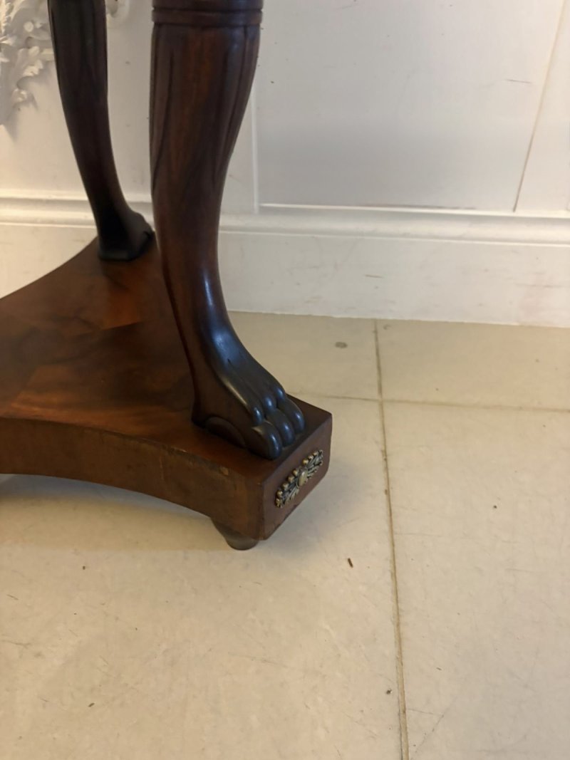 Antique Victorian Specimen Marble Top Centre Table Mahogany Swan Support Side Table - Image 14