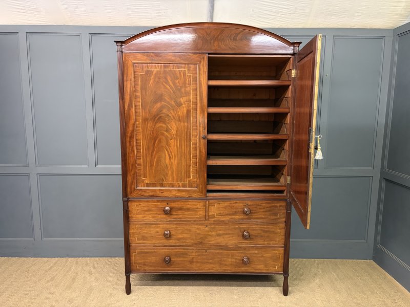 Georgian Inlaid Mahogany Linen Press - Image 7