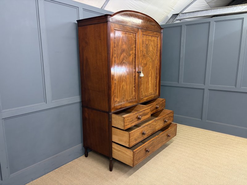 Georgian Inlaid Mahogany Linen Press - Image 14
