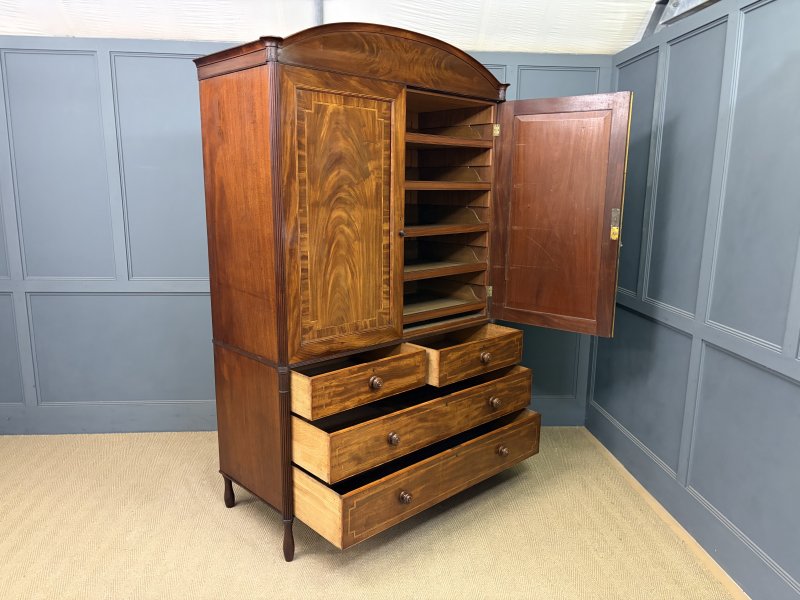Georgian Inlaid Mahogany Linen Press - Image 9