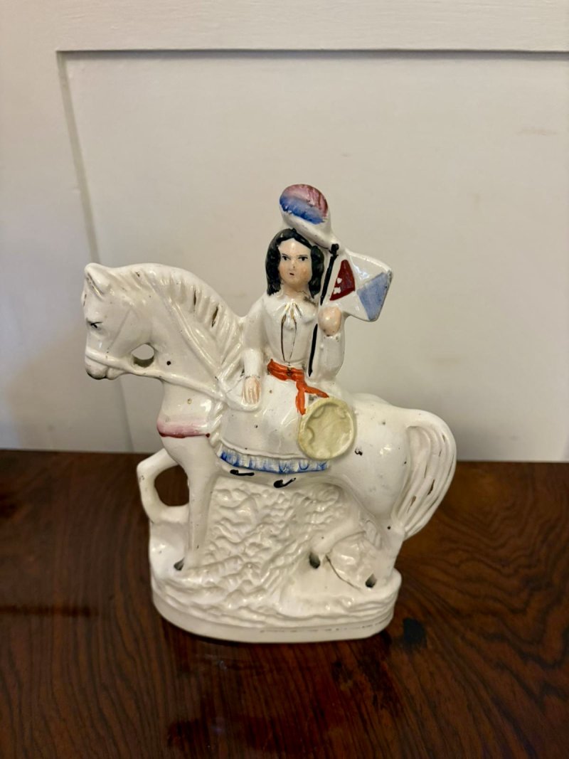 Antique Victorian Staffordshire Equestrian Figure of Joan of Arc