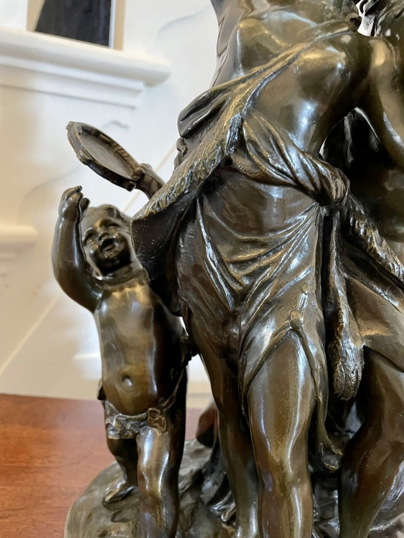 Antique 19th Century Outstanding Quality Bronze Dancing Maidens Statue signed by Clodion - Image 7