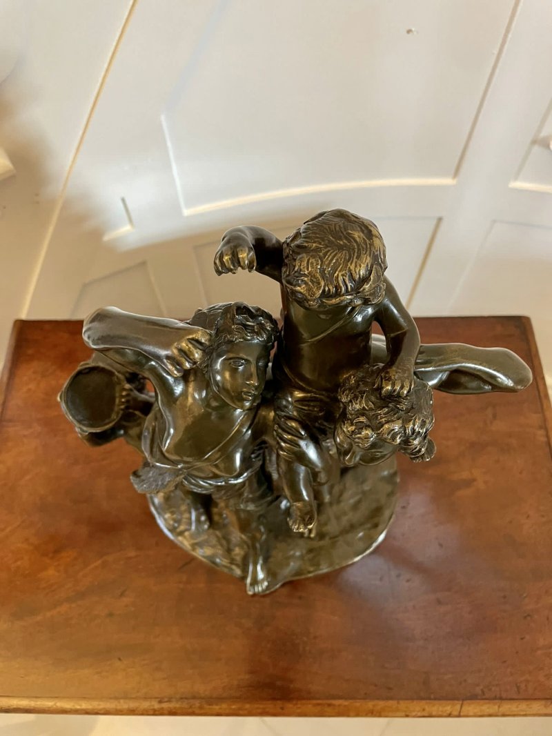 Antique 19th Century Outstanding Quality Bronze Dancing Maidens Statue signed by Clodion - Image 6