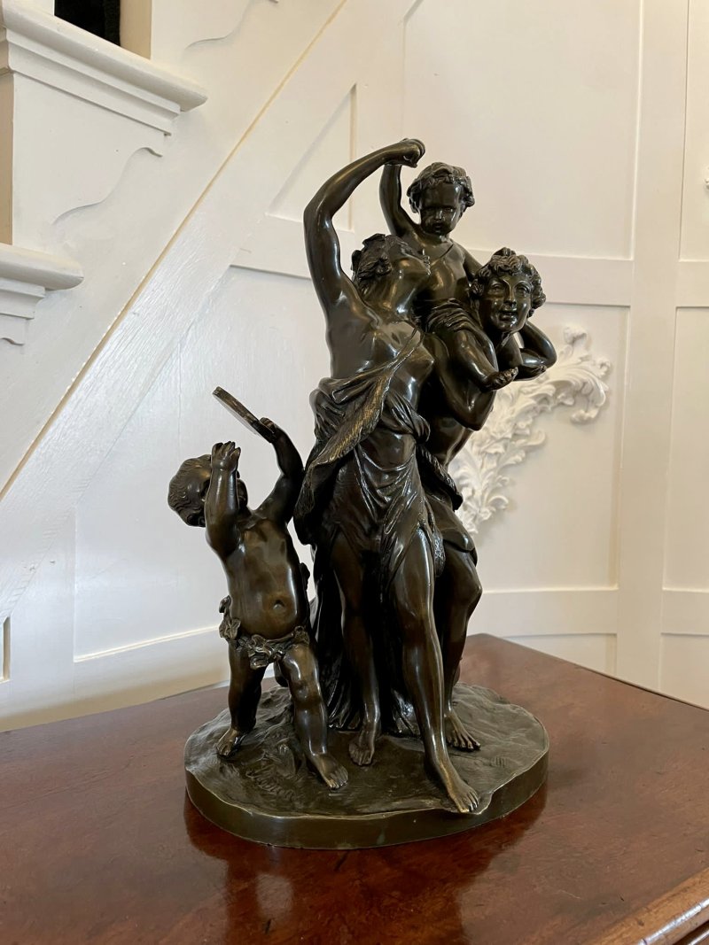 Antique 19th Century Outstanding Quality Bronze Dancing Maidens Statue signed by Clodion - Image 3