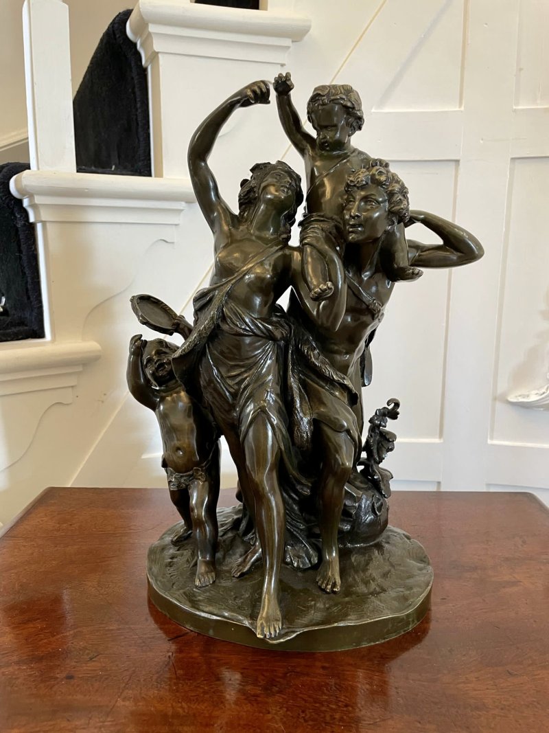 Antique 19th Century Outstanding Quality Bronze Dancing Maidens Statue signed by Clodion - Image 5