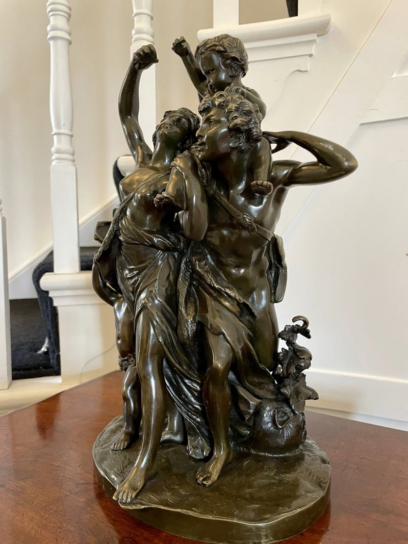 Antique 19th Century Outstanding Quality Bronze Dancing Maidens Statue signed by Clodion - Image 8