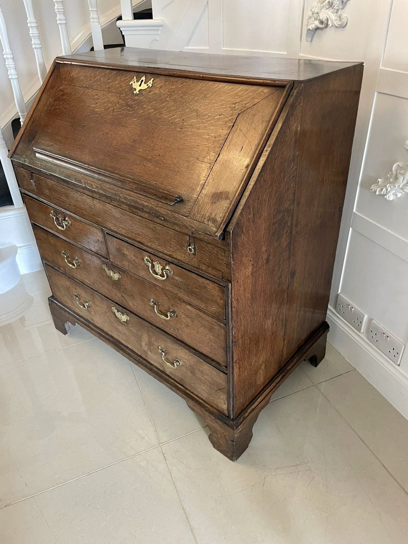 Antique 17th Century Quality Oak Bureau with Outstanding Interior - Image 3