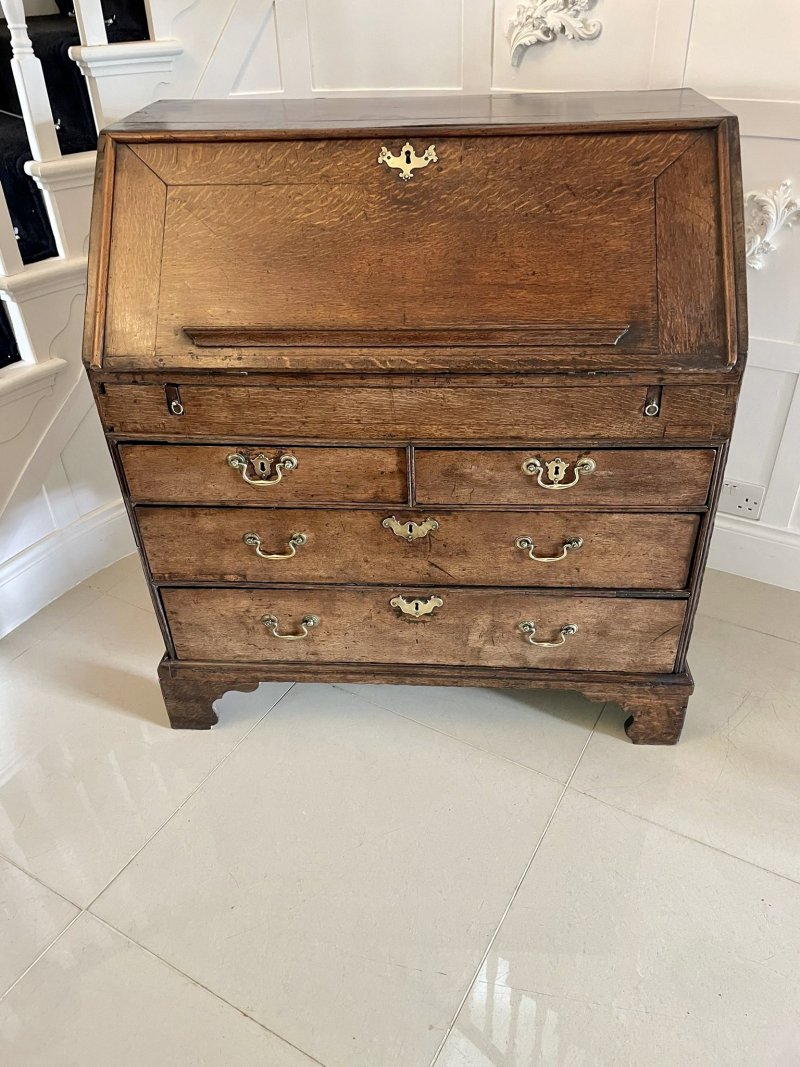 Antique 17th Century Quality Oak Bureau with Outstanding Interior - Image 2