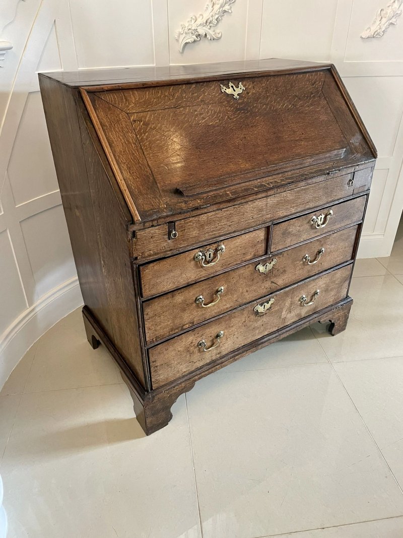 Antique 17th Century Quality Oak Bureau with Outstanding Interior