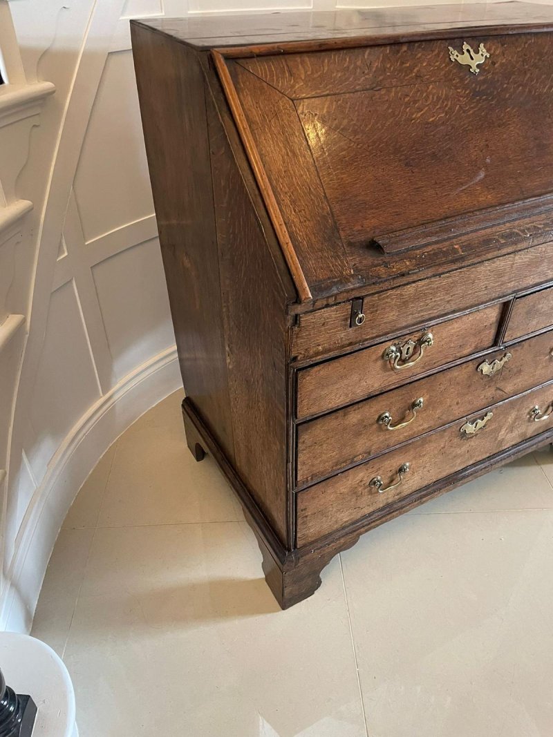 Antique 17th Century Quality Oak Bureau with Outstanding Interior - Image 7