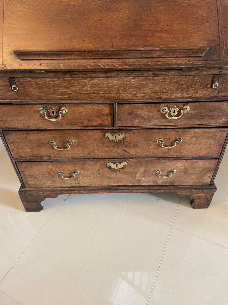 Antique 17th Century Quality Oak Bureau with Outstanding Interior - Image 22